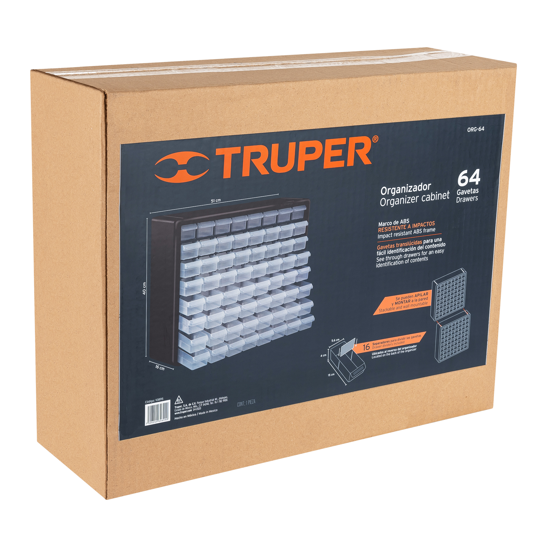 ORGANIZADOR CON 64 GAVETAS, TRUPER 10895
