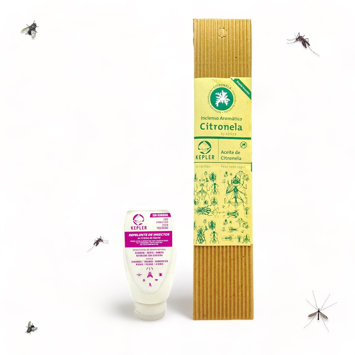 Crema Repelente De Insectos Kepler 100ml + Inciensos Kepler Repelente De Citronela 
