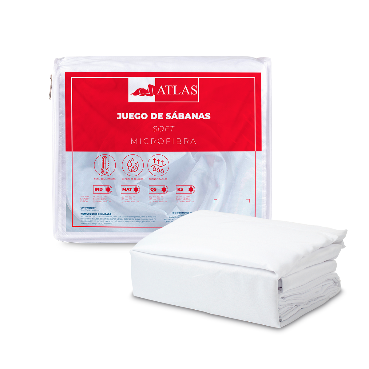 Sabanas Blancas Soft Atlas del Descanso , Queen Size