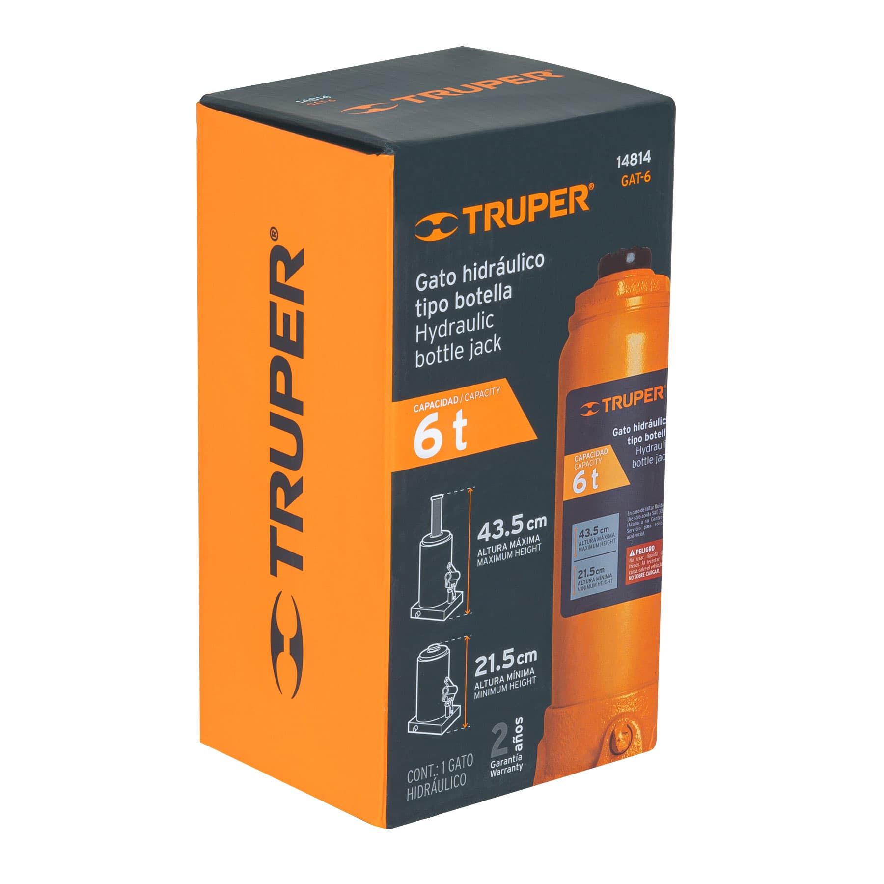 GATO HIDRÁULICO DE BOTELLA DE 6 TON, TRUPER 14814