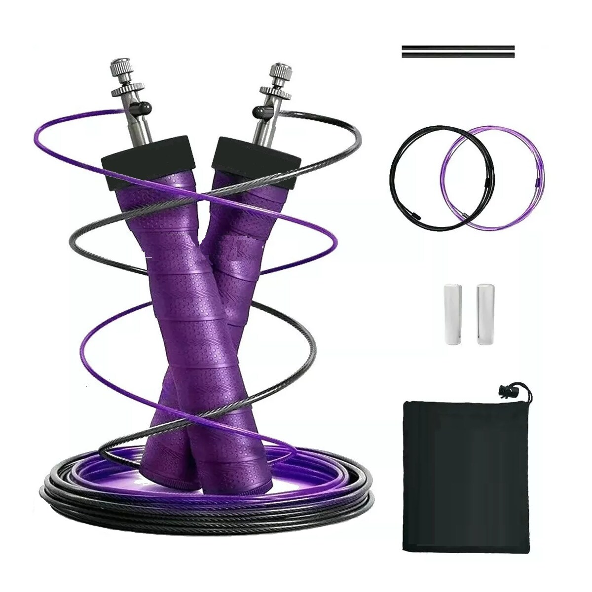 Cuerda Para Saltar Crossfit, Alta Velocidad Doble Balero Box Violeta