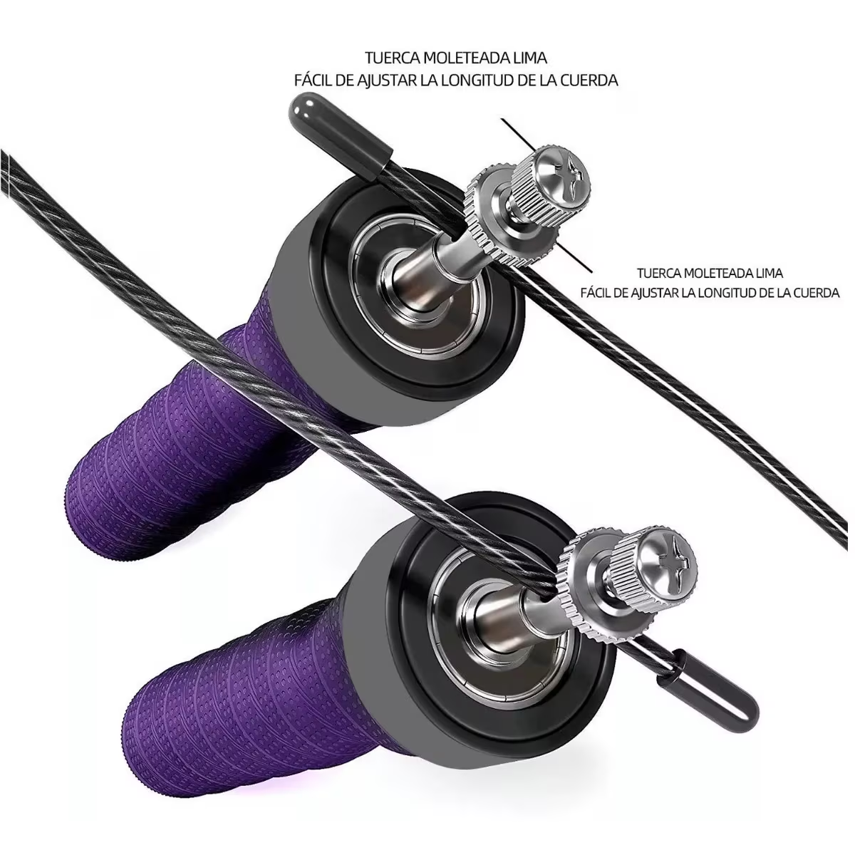 Cuerda Para Saltar Crossfit, Alta Velocidad Doble Balero Box Violeta