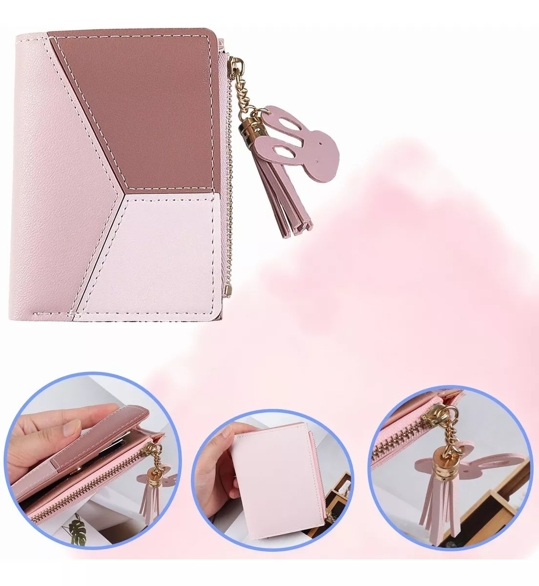 Cartera Para Mujer Malubero Color Rosa Con Llavero De Moda