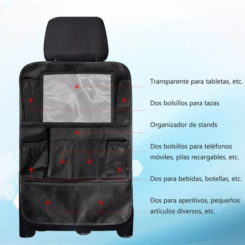  Organizador Para Asiento Trasero De Auto Universal 2 Piezas.