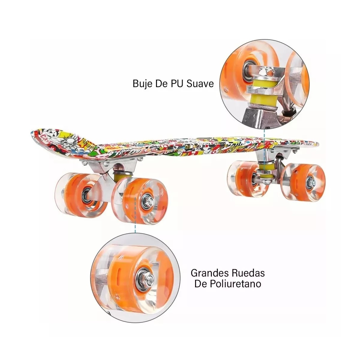 Monopatín,skateboard Mini De 22in Con Ruedas Led
