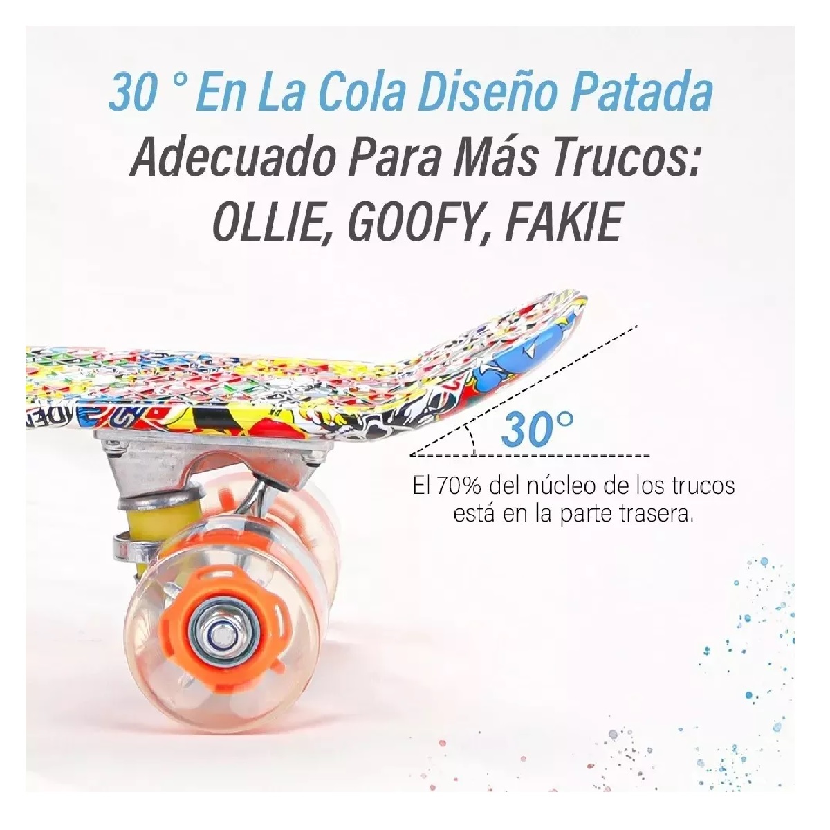 Monopatín,skateboard Mini De 22in Con Ruedas Led