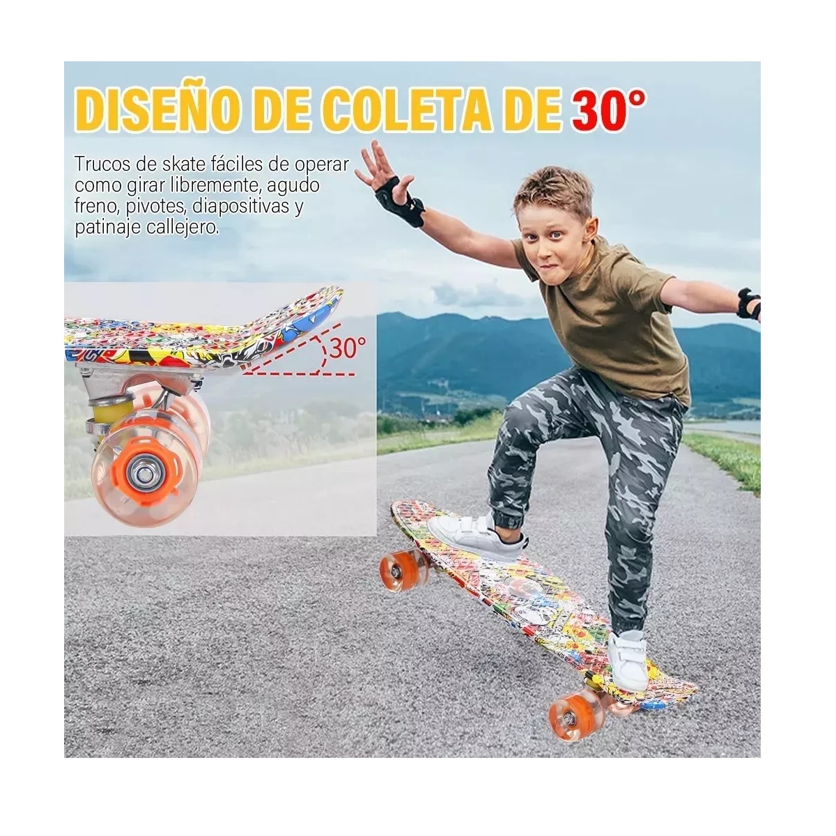 Monopatín,skateboard Mini De 22in Con Ruedas Led