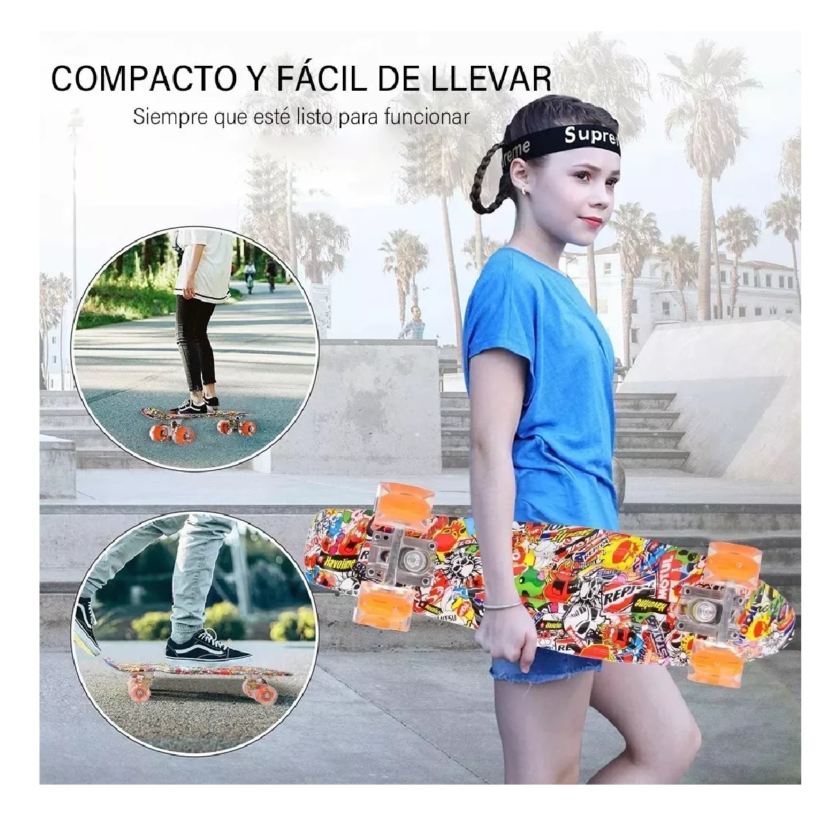 Monopatín,skateboard Mini De 22in Con Ruedas Led