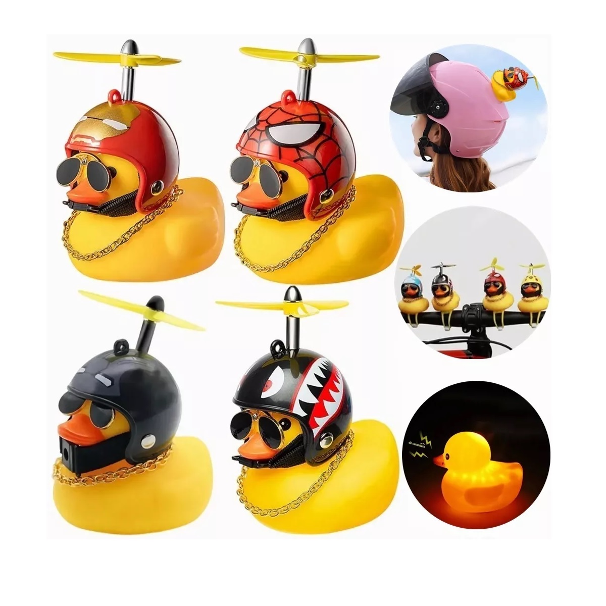 Kit Patito Pato Casco Hélice Decoración De Coche Bici Moto 4pzs