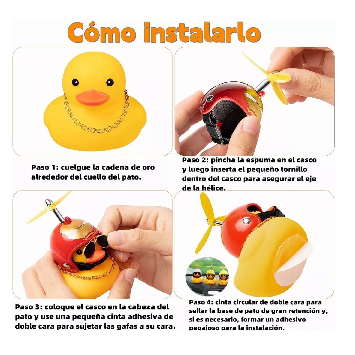 Kit Patito Pato Casco Hélice Decoración De Coche Bici Moto 4pzs