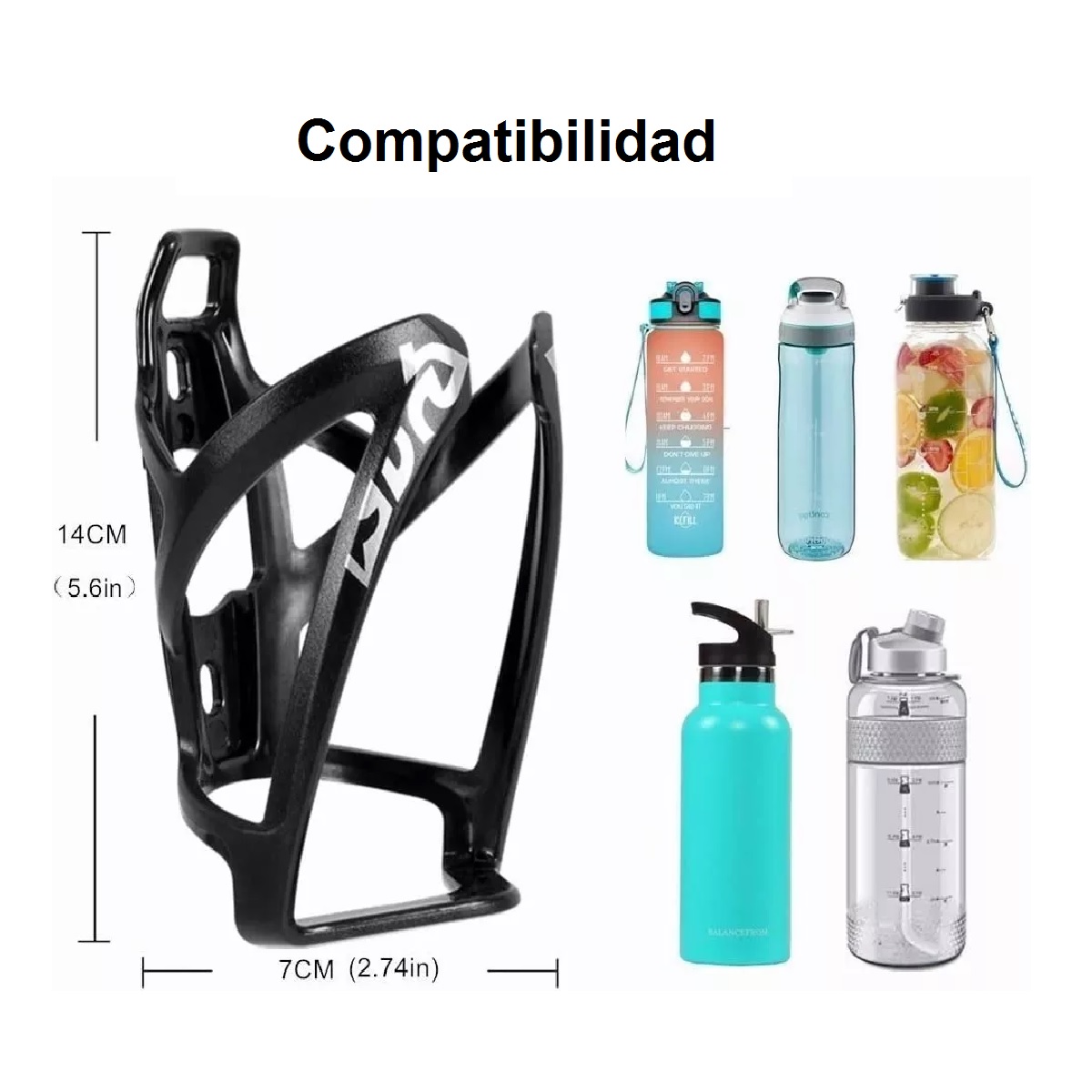 Soporte Porta Anfora Bicicleta Portabidón Universal+botella Negro