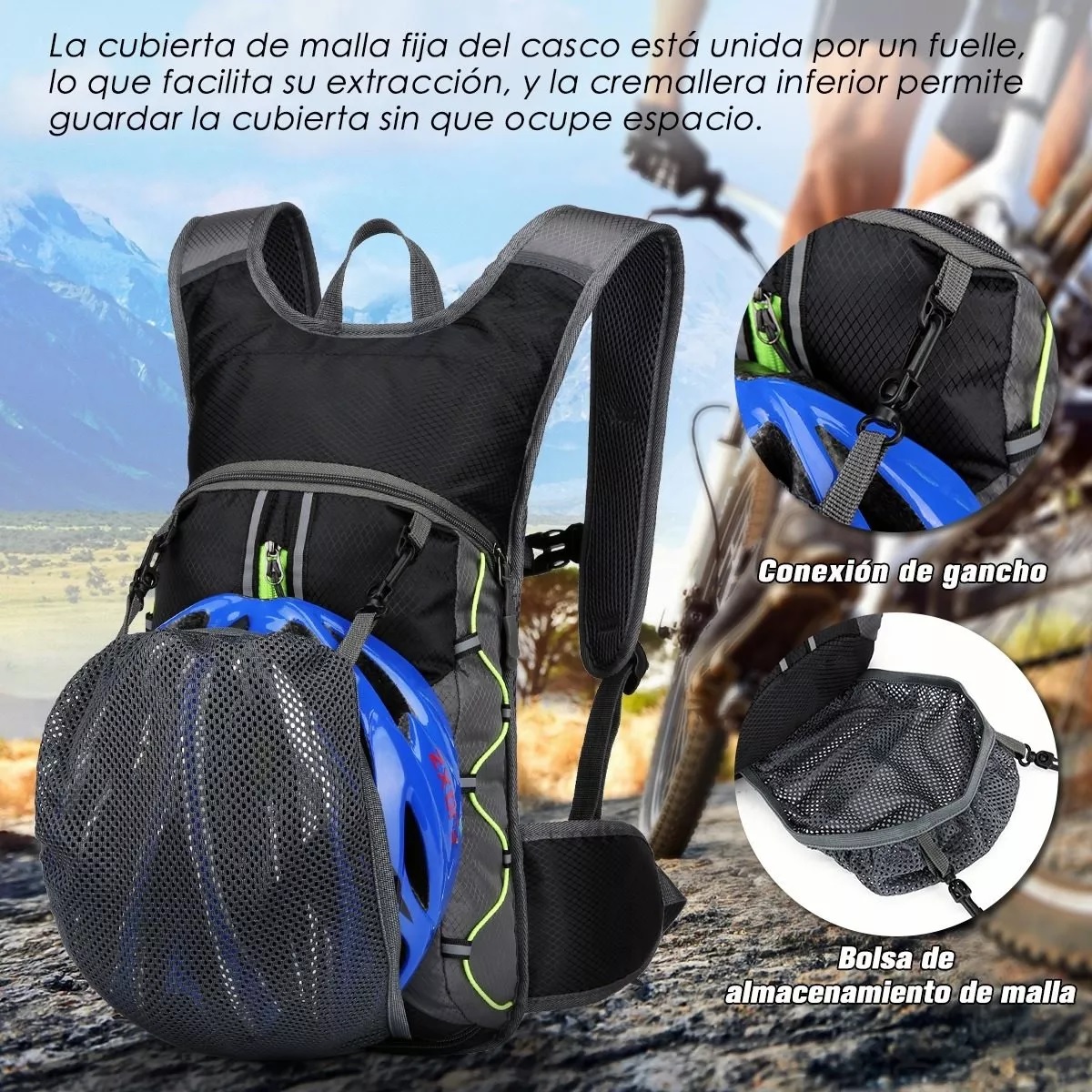 Mochila Hidratacion Impermable Ciclismo+2l Bolsa Agua