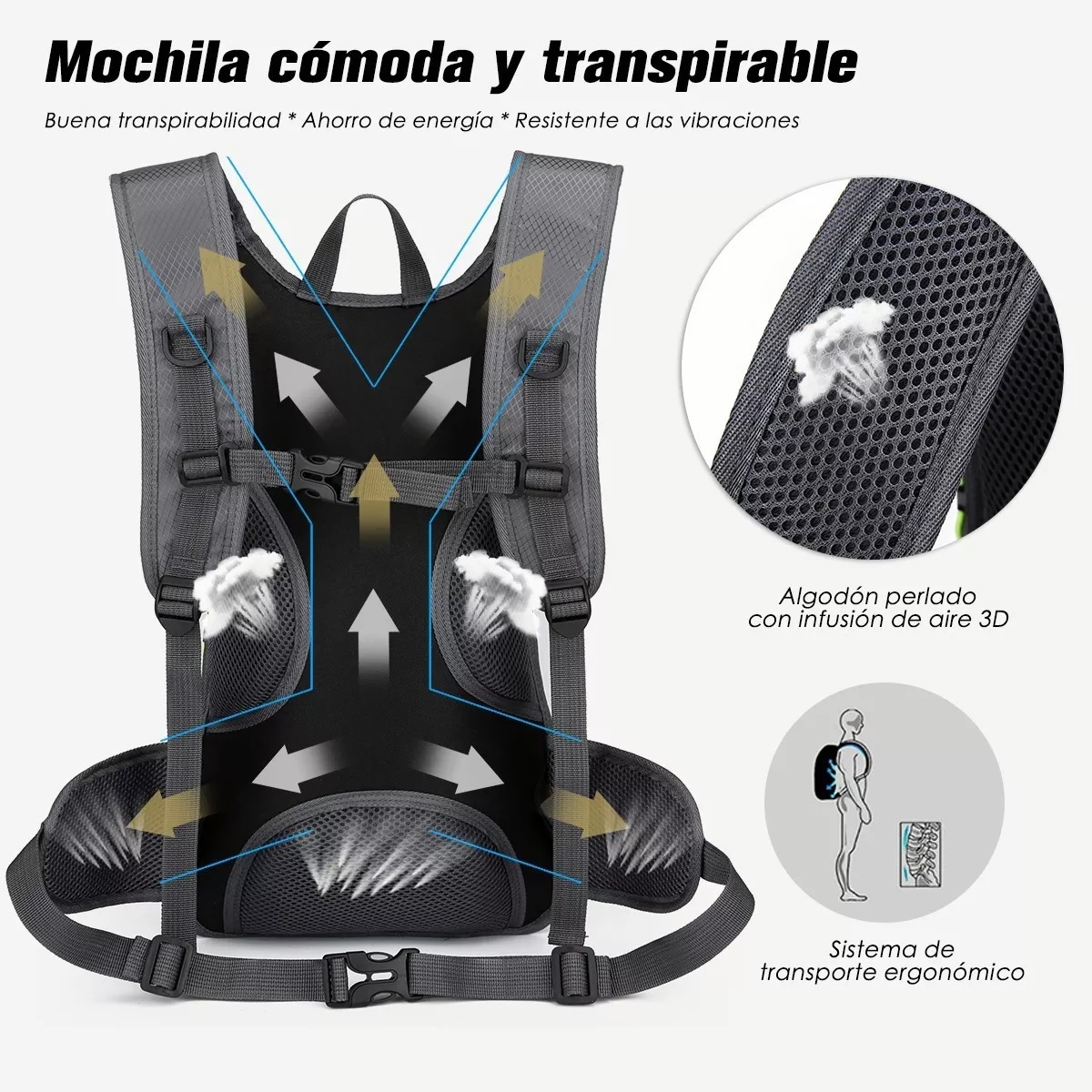 Mochila Hidratacion Impermable Ciclismo+2l Bolsa Agua