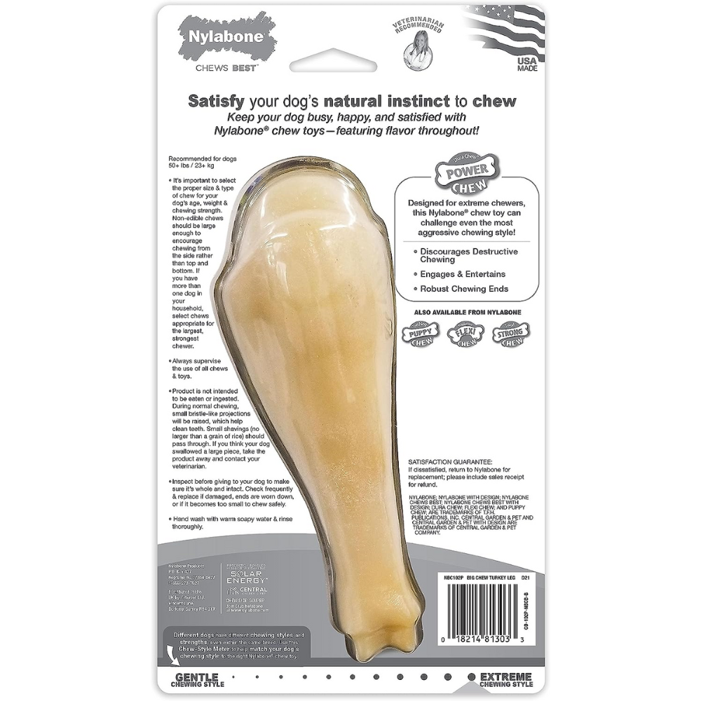 JUGUETE NYLABONE DURACHEW BIG CHEW PIERNA DE PAVO ORIG