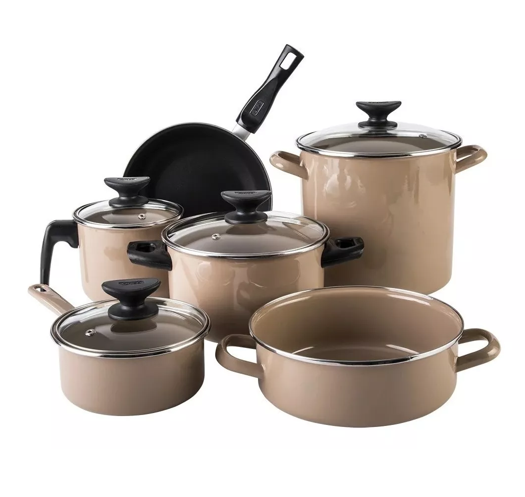 Batería De Cocina De 10 Piezas Beige