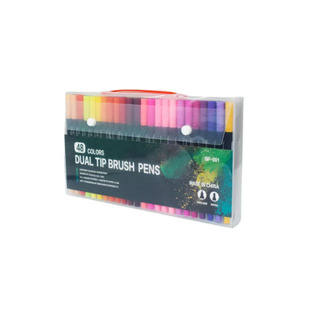 Kit de 48 plumones brush de doble punta