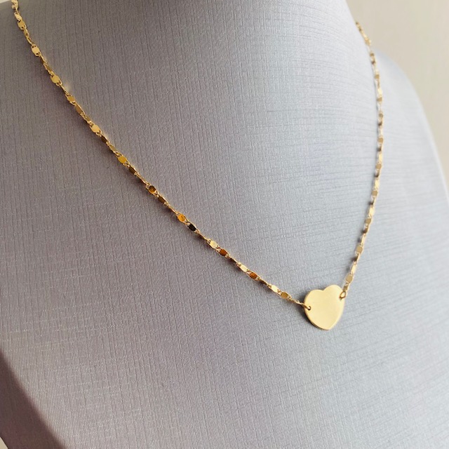 Collar cadena con dije corazón- Baño de oro 18K- Collar dorado