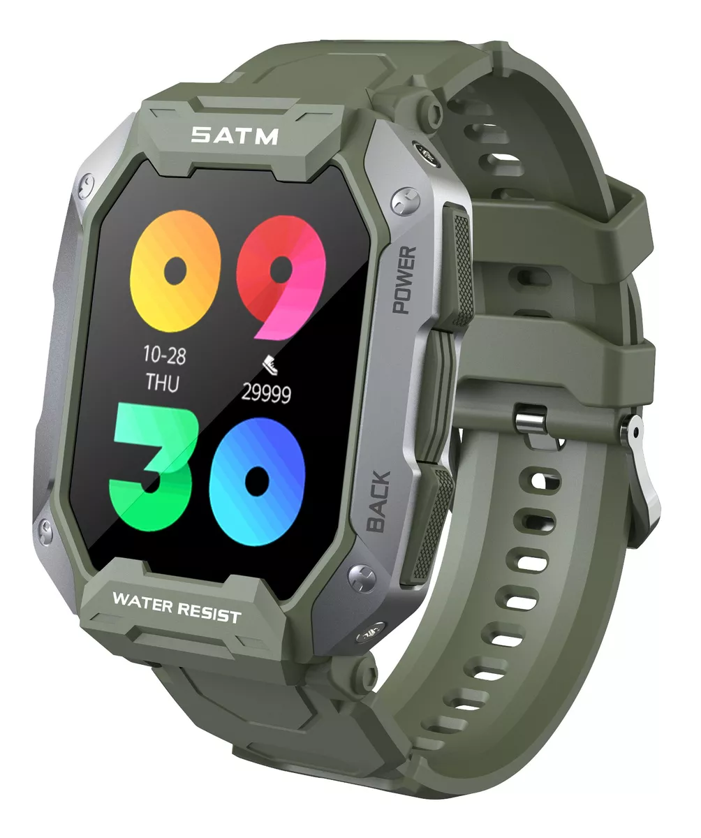 Reloj Inteligente Bluetooth 5atm Impermeable Deportes Verde Militar