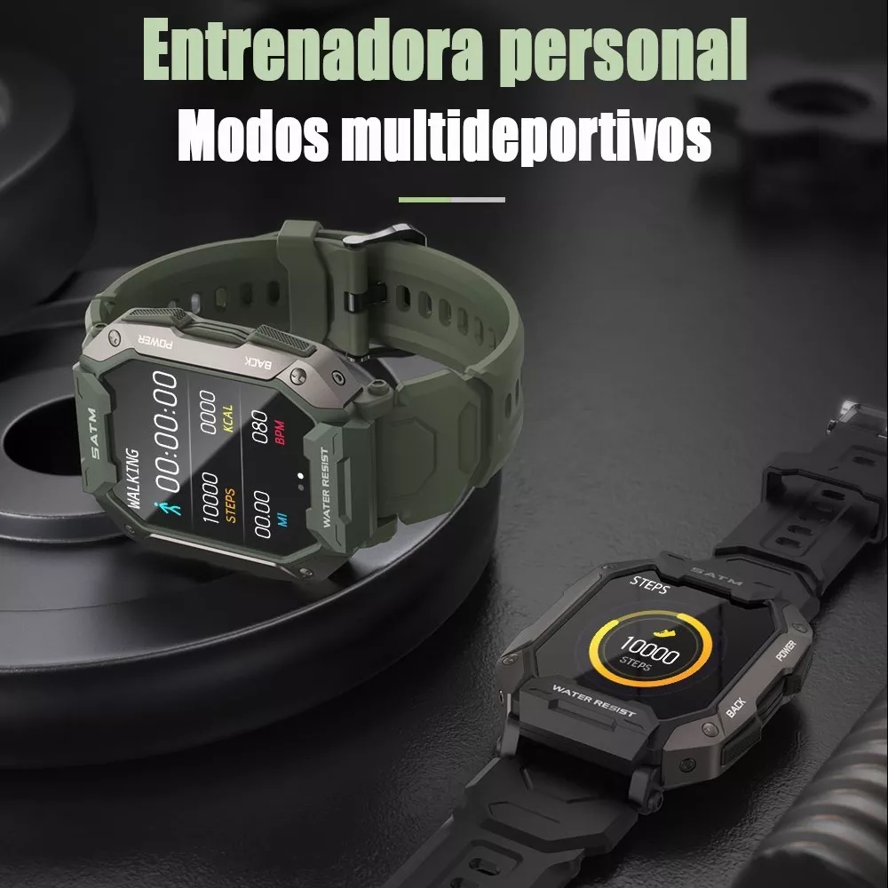 Reloj Inteligente Bluetooth 5atm Impermeable Deportes Verde Militar