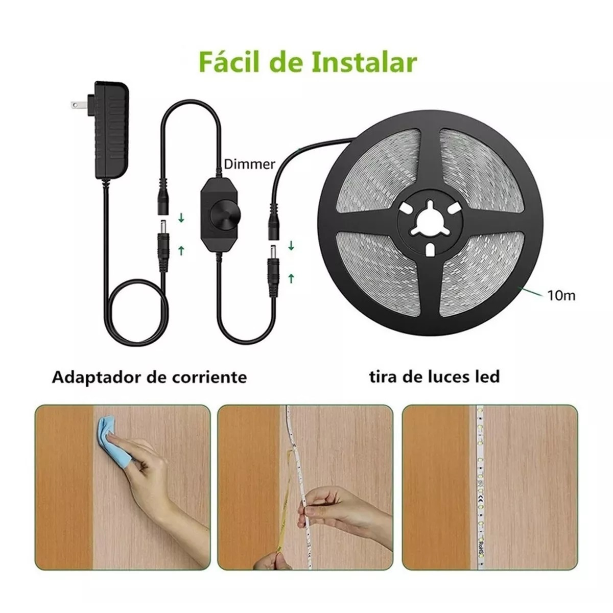 Tira De Luces Blanco Cálido Regulables 10m 3000k 1200 Led