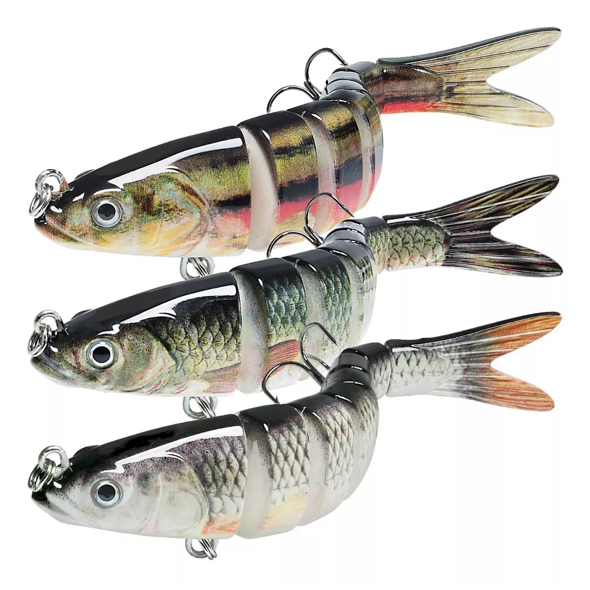 Comprar con ganchos dobles Señuelos de pesca de lubina de simulación de ojo  de pez 3D Señuelo de hundimiento lento Swimbait de 2 articulaciones