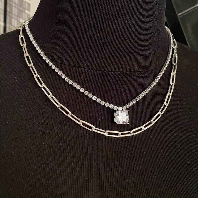 Collar Cadena Bañado en Rodio- Baño de Rodio- Cadena Plateada