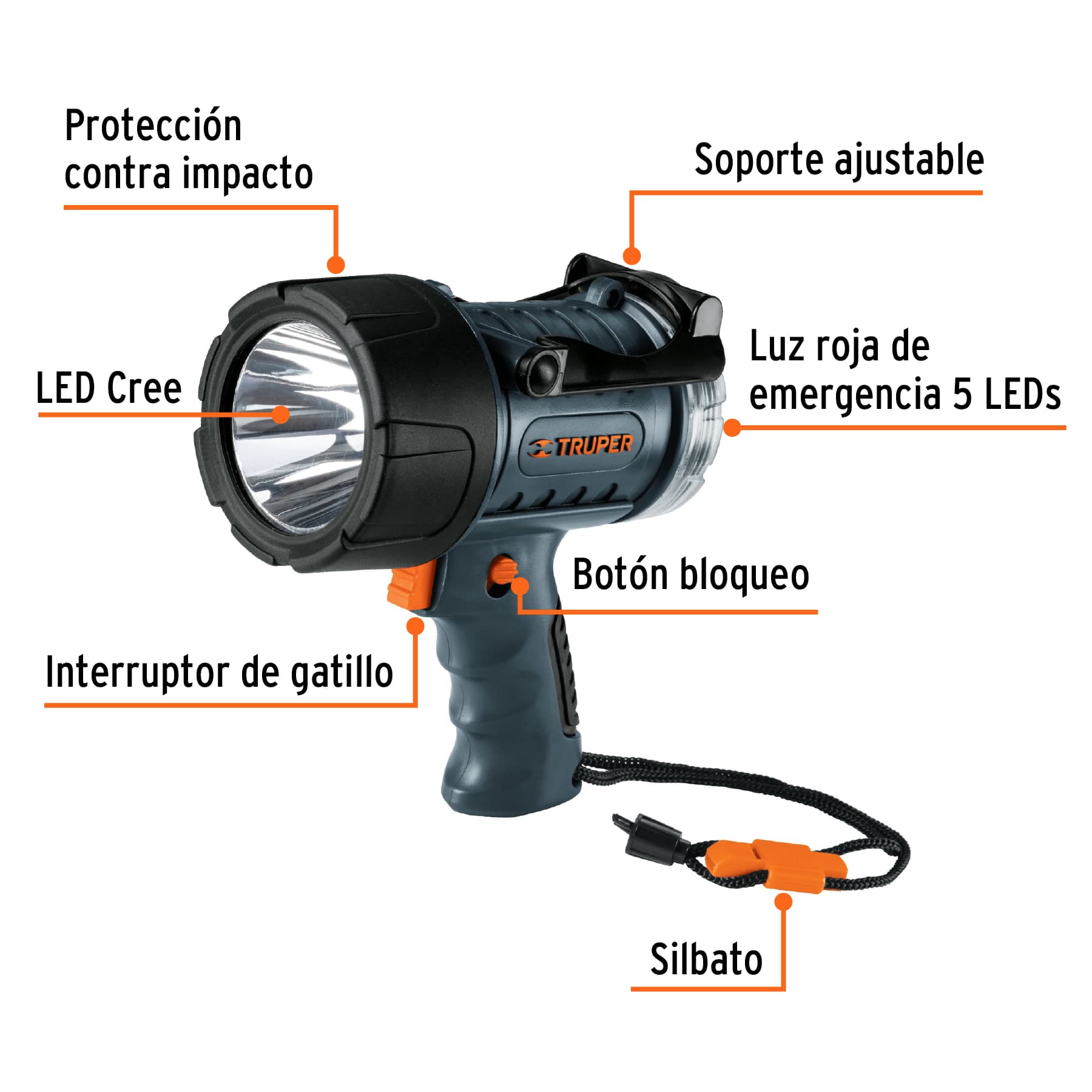LÁMPARA RECARGABLE DE LED 550 LM ALTA POTENCIA, TRUPER 12984