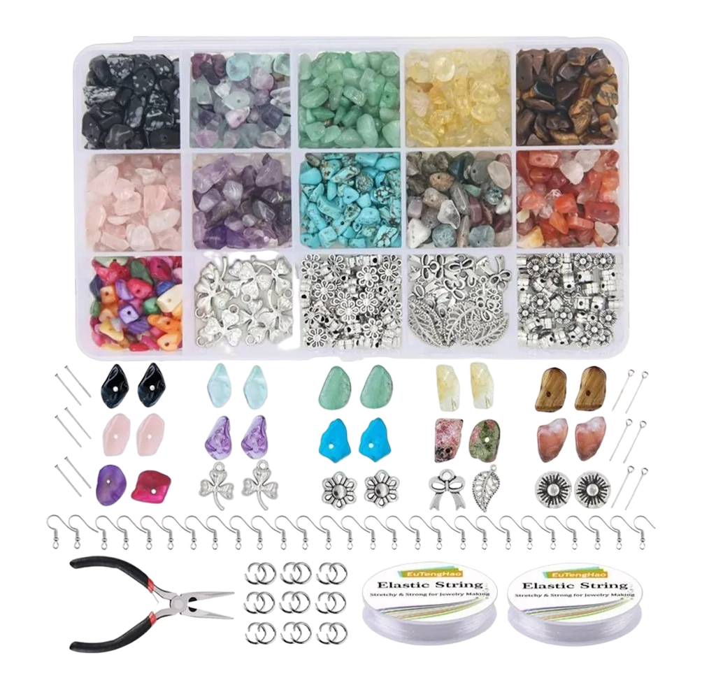 Kit Surtido Cuarzo Perforado Piedras Para Bisutería Joyería Multicolor