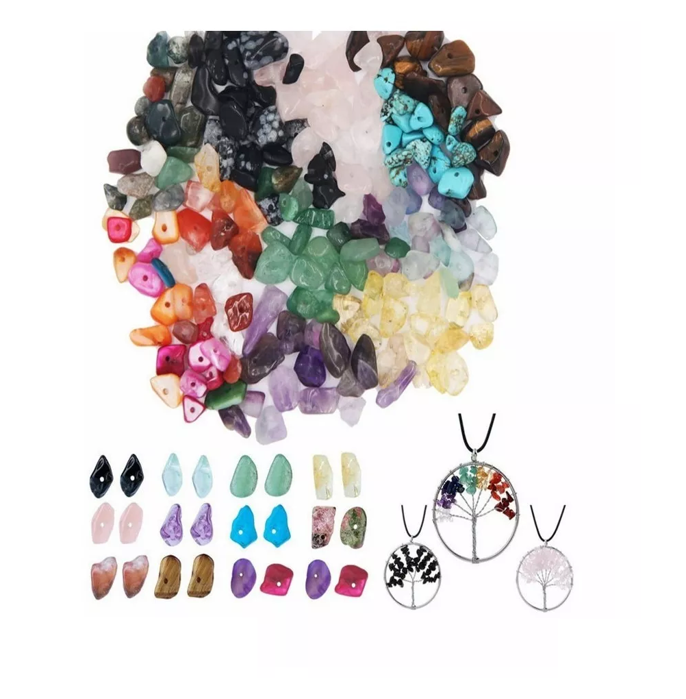 Kit Surtido Cuarzo Perforado Piedras Para Bisutería Joyería Multicolor