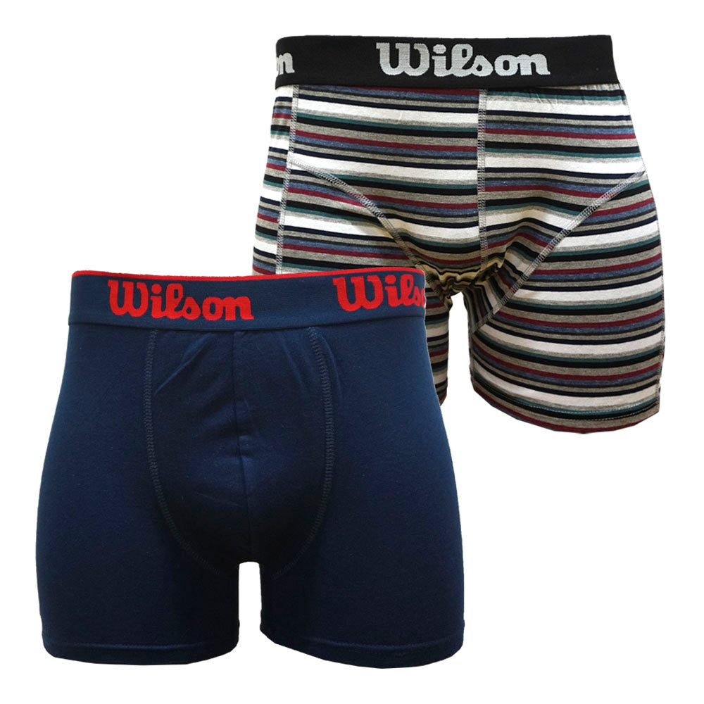 Pack 2 Boxers Wilson de Algodón Colores Liso Azul Marino | Rayado