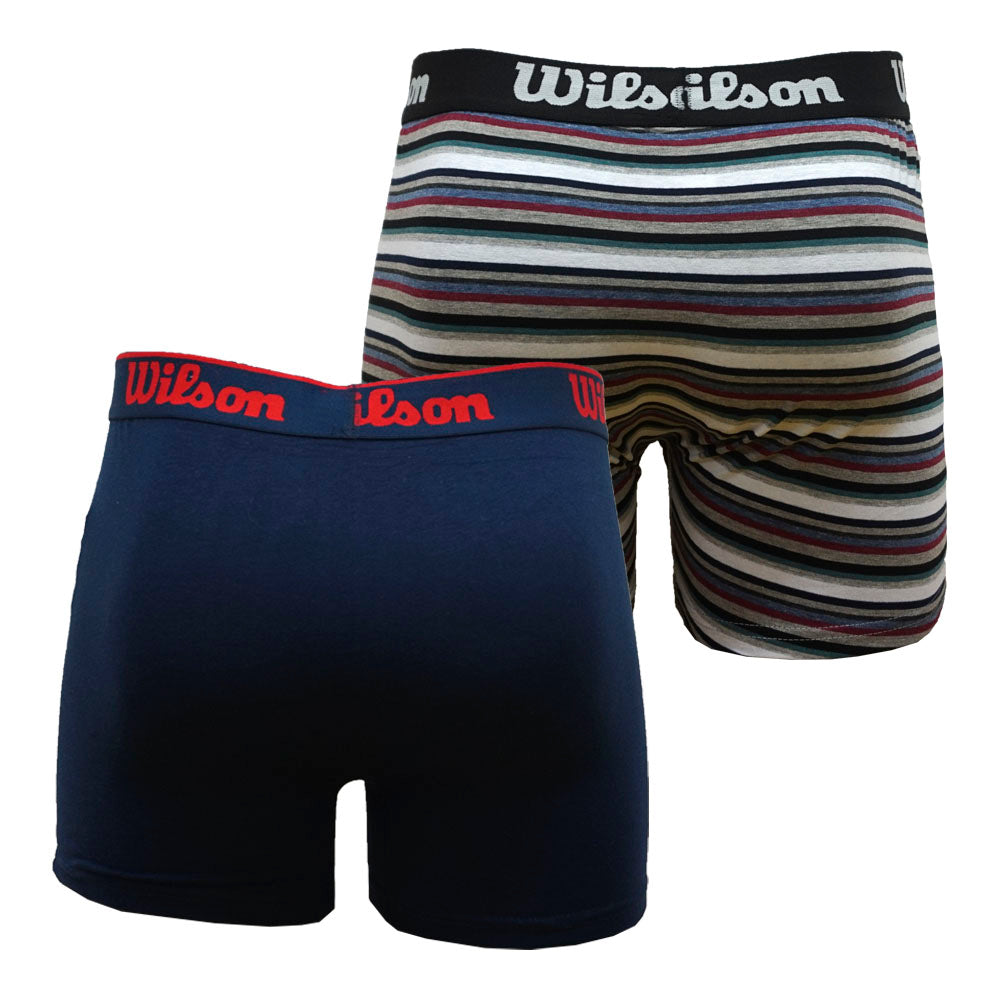 Pack 2 Boxers Wilson de Algodón Colores Liso Azul Marino | Rayado