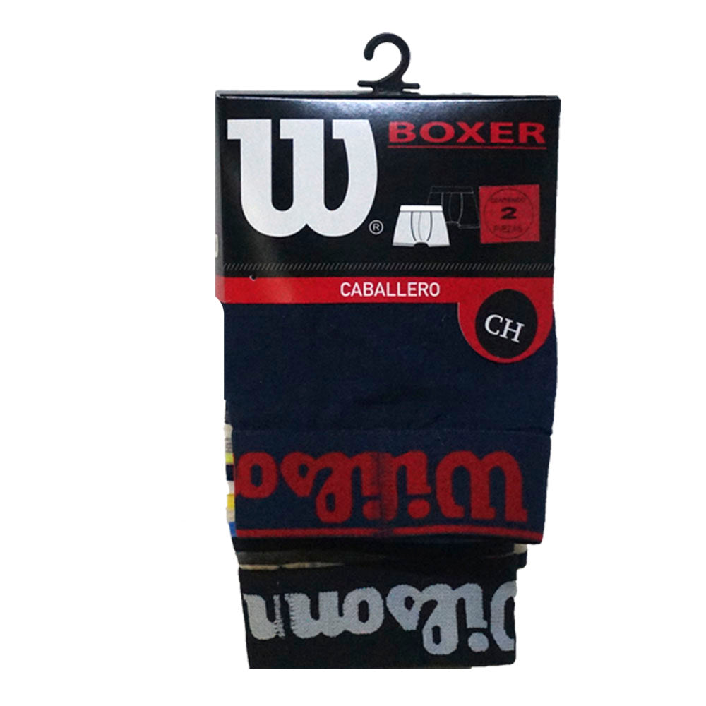 Pack 2 Boxers Wilson de Algodón Colores Liso Azul Marino | Rayado