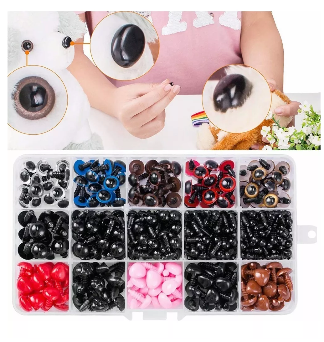 Set de Arte Ojos Y Nariz Seguridad Amigurumis Negros 5-12mm 752 Pzas 