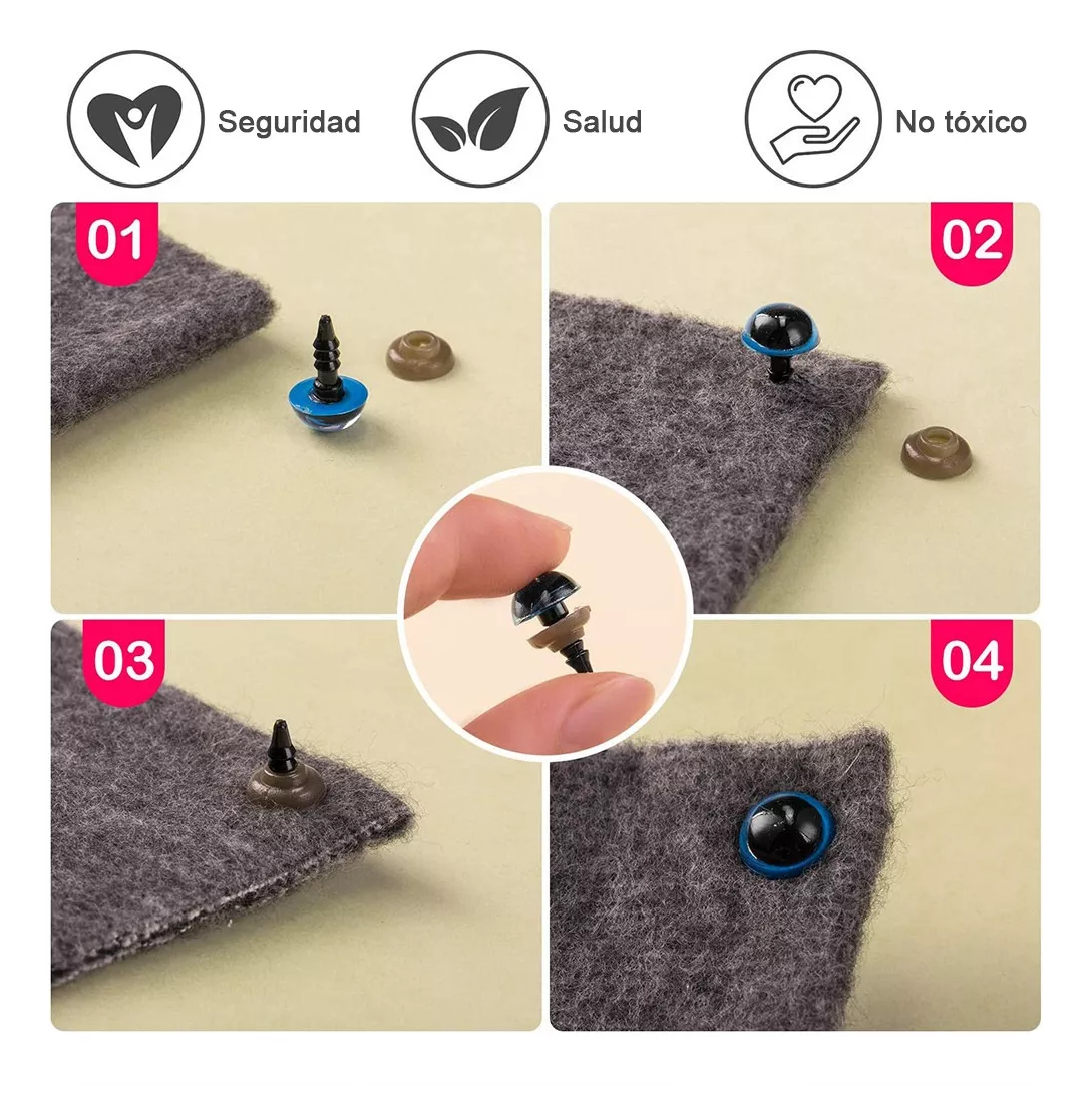Set de Arte Ojos Y Nariz Seguridad Amigurumis Negros 5-12mm 752 Pzas 