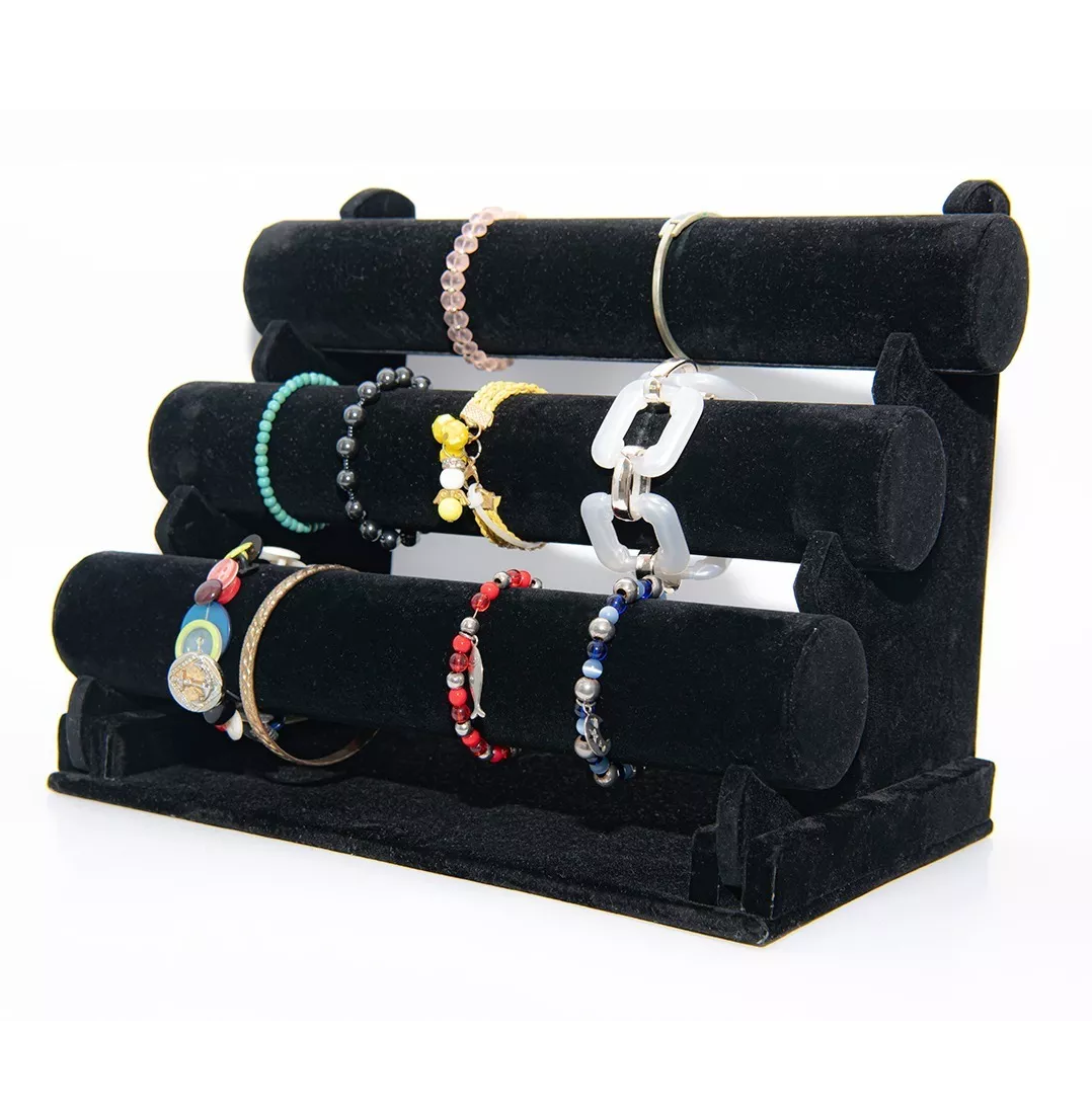 Exhibidor Porta Pulsera/porta Reloj Con 3 Niveles Plegable Negro