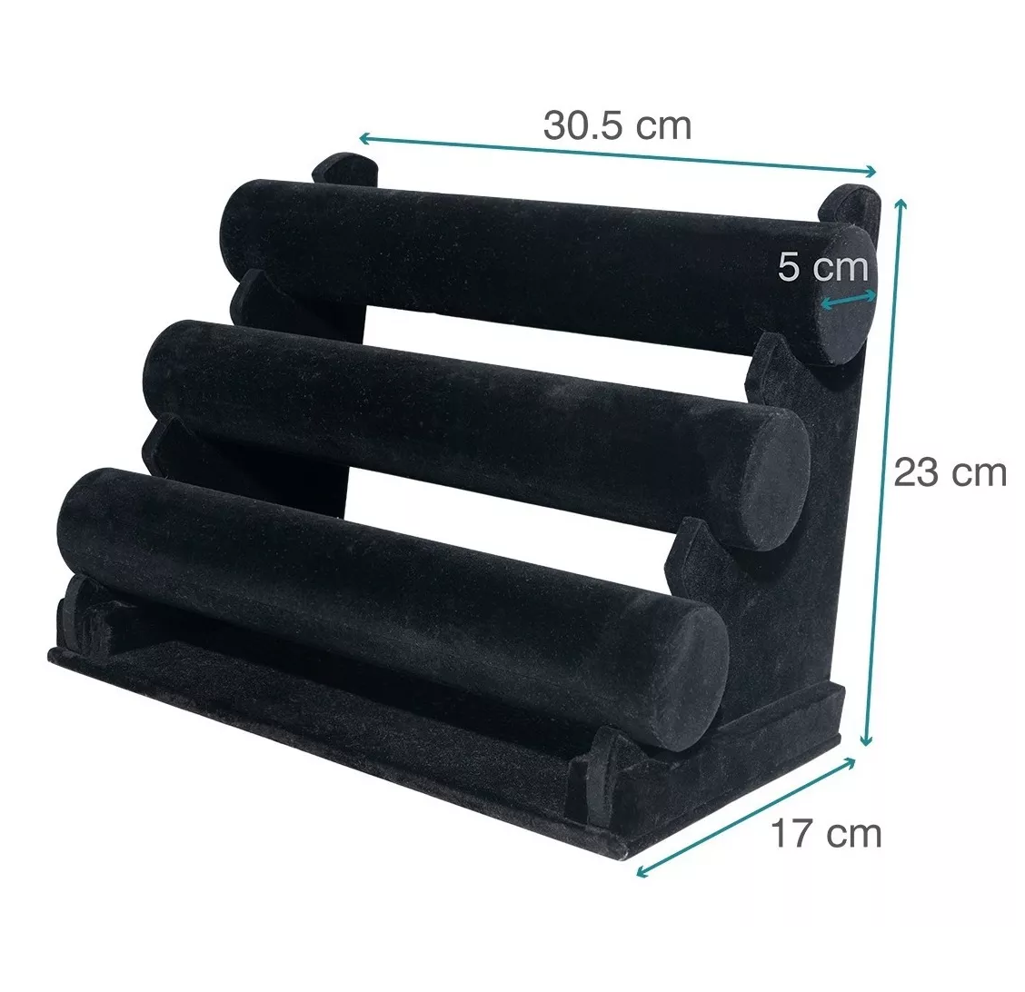Exhibidor Porta Pulsera/porta Reloj Con 3 Niveles Plegable Negro