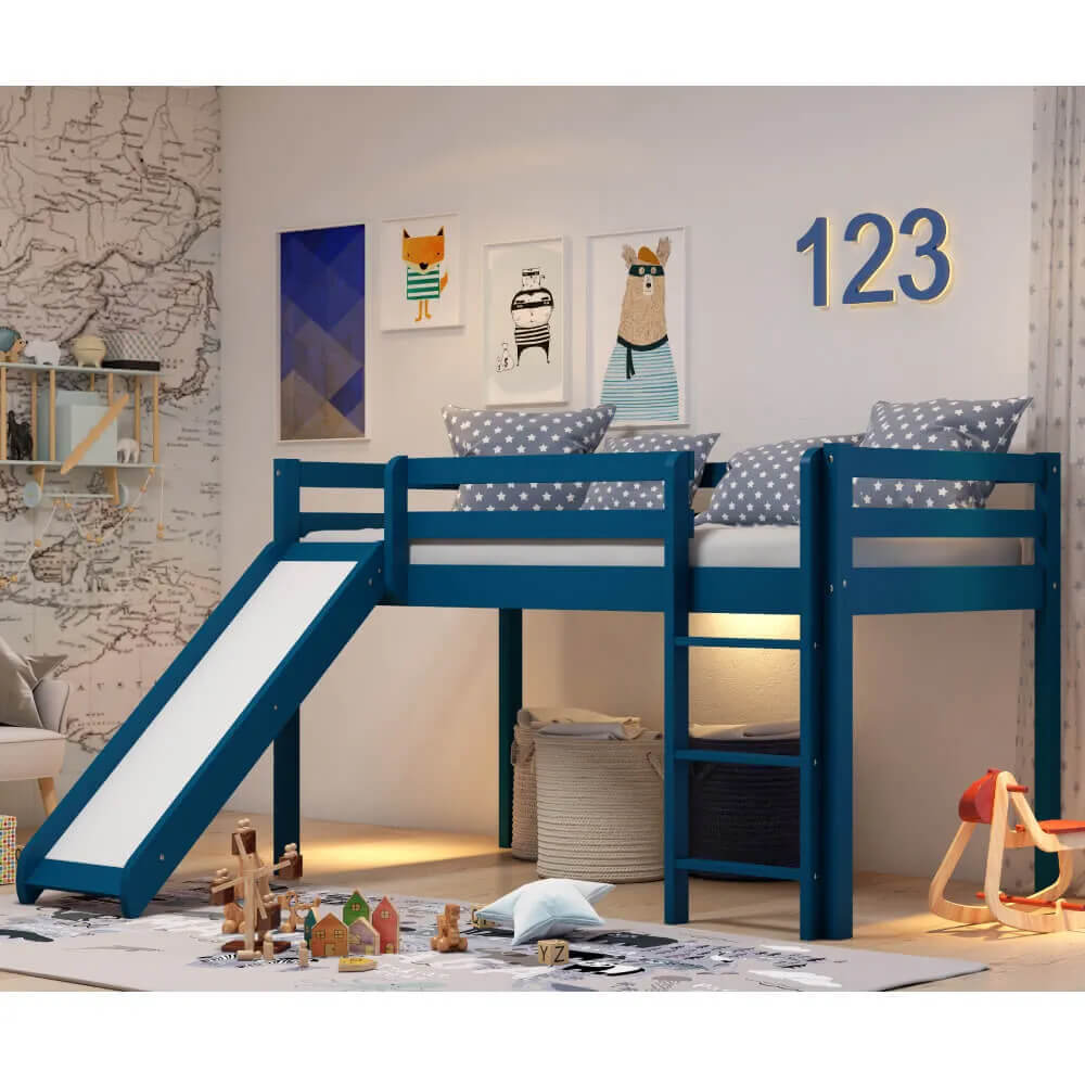 Cama con Resbaladilla Infantil Azul