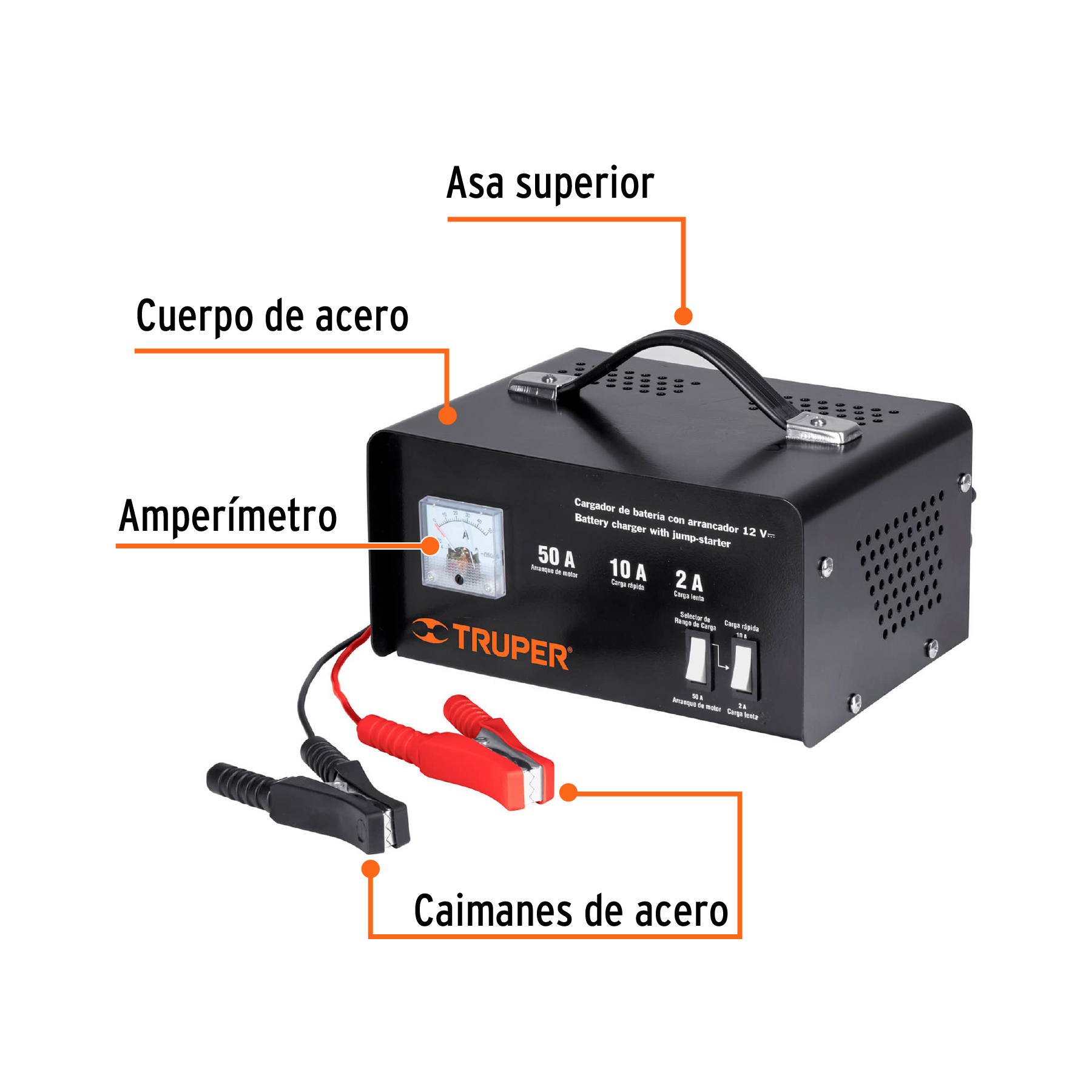 CARGADOR DE 50 A PARA BATERÍAS DE 12 V, TRUPER 13027
