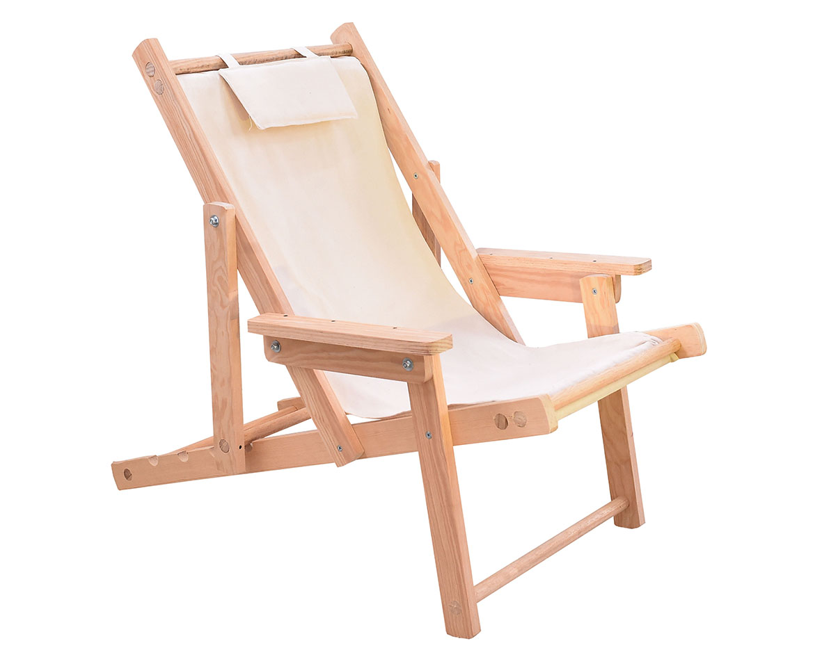 Silla de Playa con Codera Plegable de Madera Natural