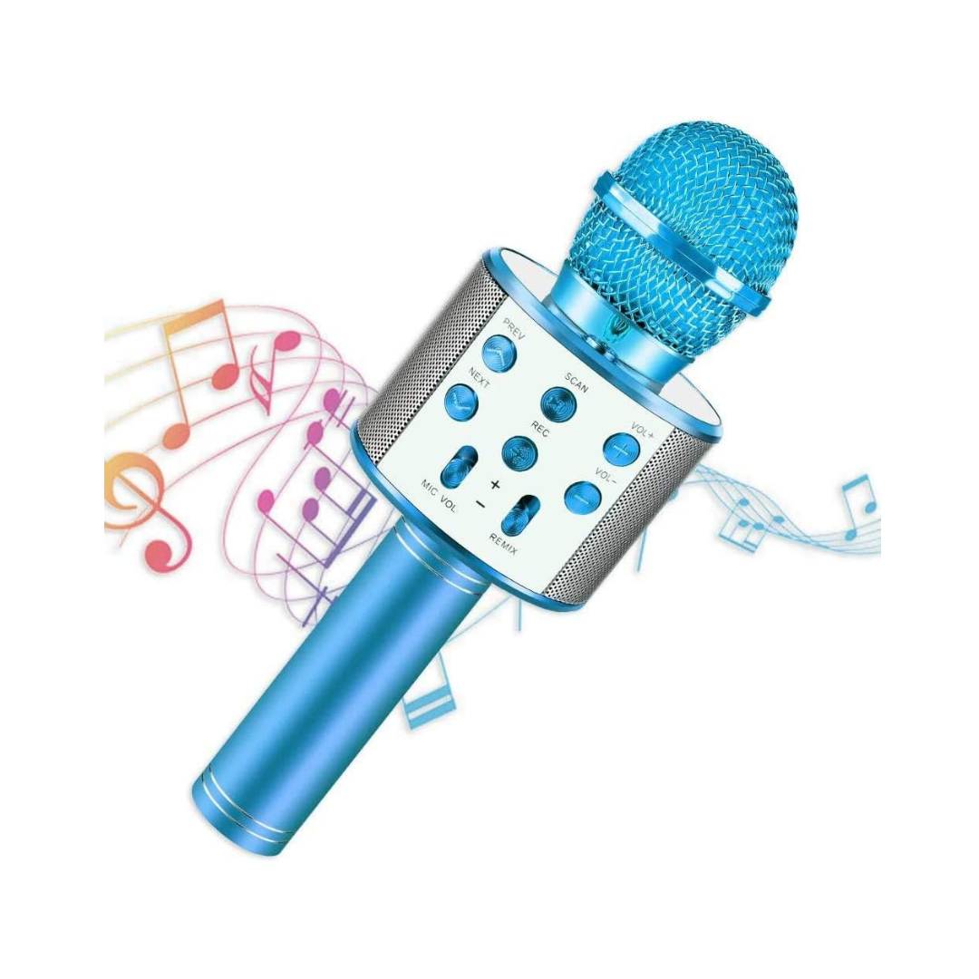 Micrófono de altavoz inalámbrico, altavoz Bluetooth multifuncional de mano,  máquina de karaoke portátil con luz LED para PC Smartphone (blanco)