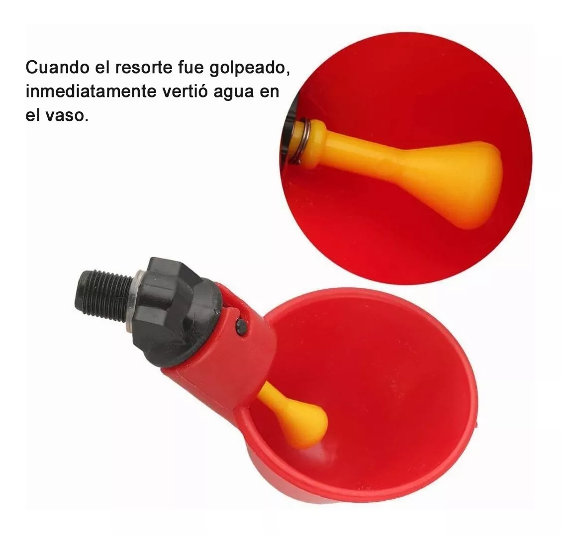 Bebedero Automático Para Codorniz, Pollo, Gallo, 25 Piezas Rojo