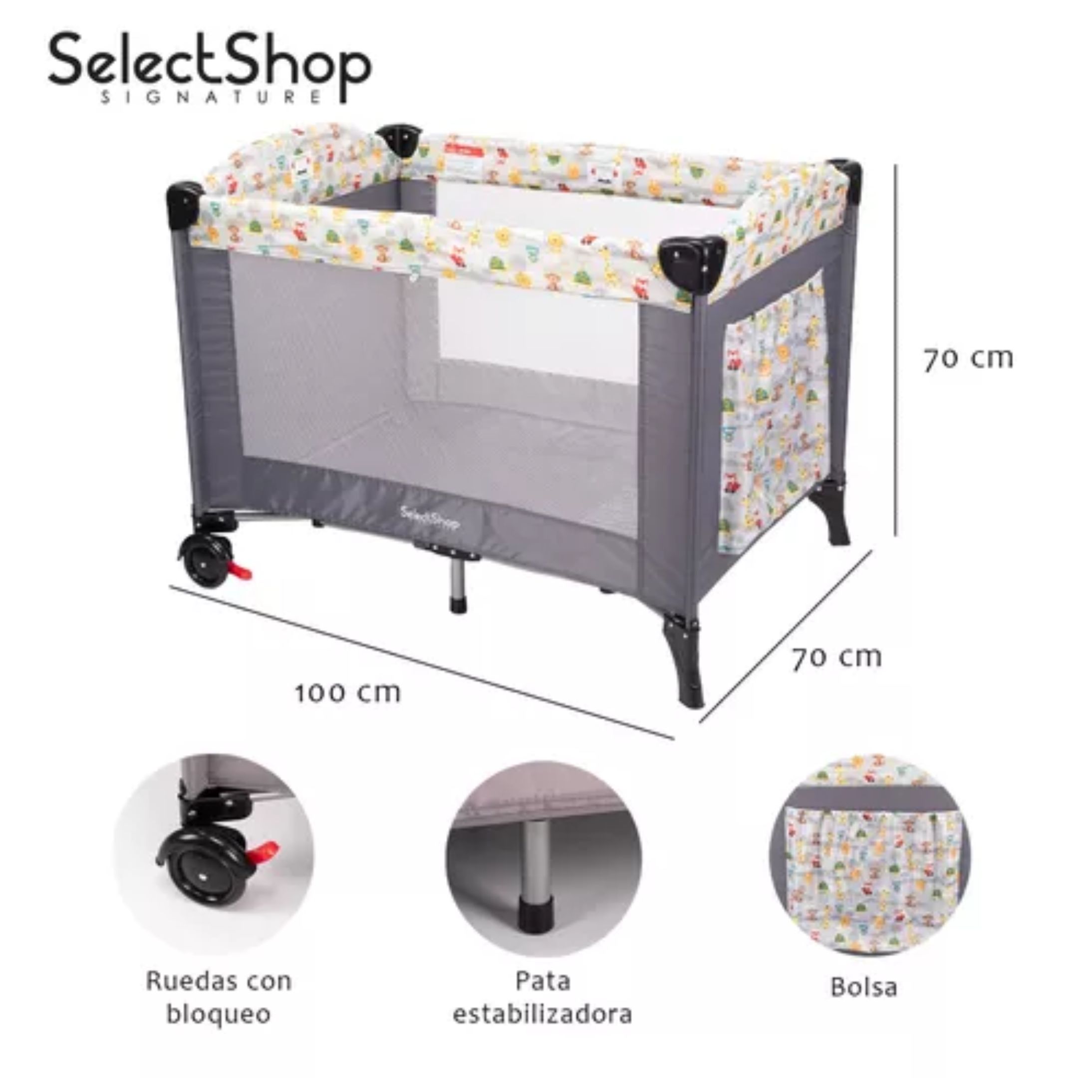 Cuna Corral Bebe Plegable Mosquitero 2 En 1 Ruedas Viajera
