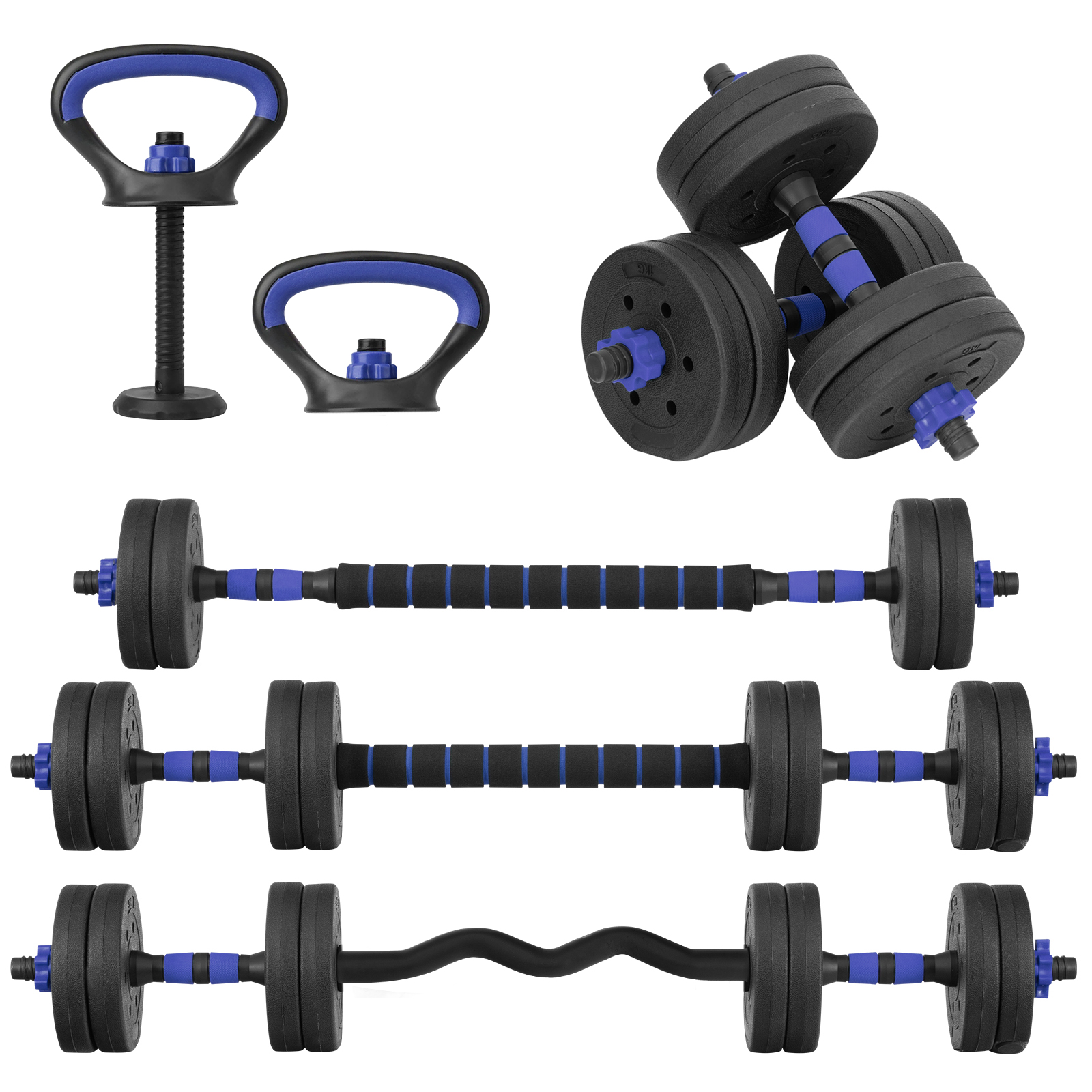 Set de Pesas y Mancuernas 10KG Altera 5 en 1 Discos de Pesas Ajustables con Varilla de Conexión Gimnasio en Casa Gimnasio
