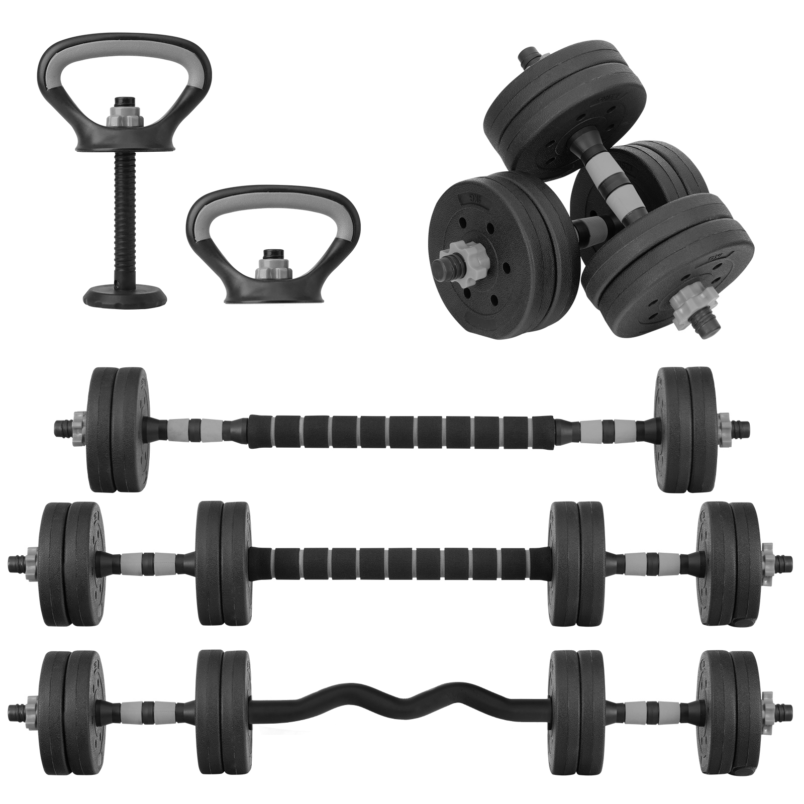 Set de Pesas y Mancuernas 10KG Altera 5 en 1 Discos de Pesas Ajustables con Varilla de Conexión Gimnasio en Casa Gimnasio