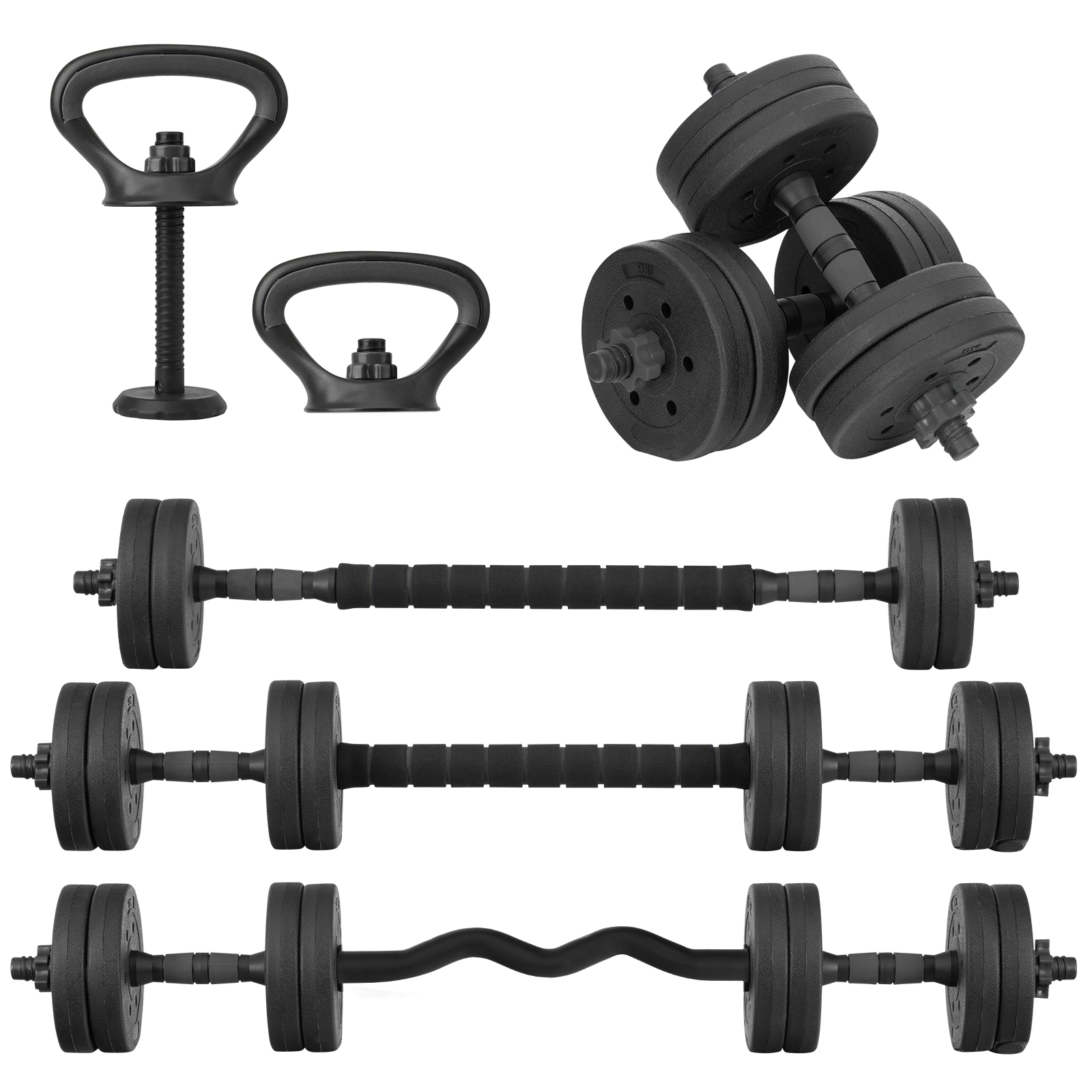 Set de Pesas y Mancuernas 10KG Altera 5 en 1 Discos de Pesas Ajustables con Varilla de Conexión Gimnasio en Casa Gimnasio