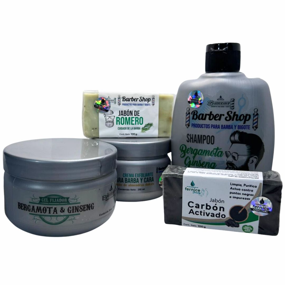 KIT CUIDADO PERSONAL DE BERGAMOTA (Shampoo, Gel, Jabon y Crema para Barba)