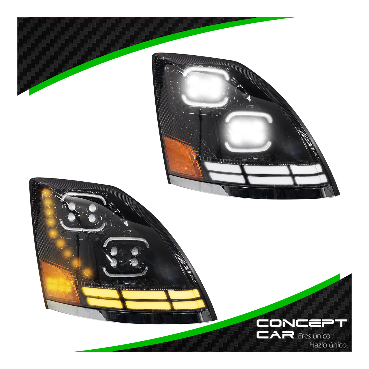 Faro Unidad Volvo Vnl 3g Lupa Led Gel Performance Negro