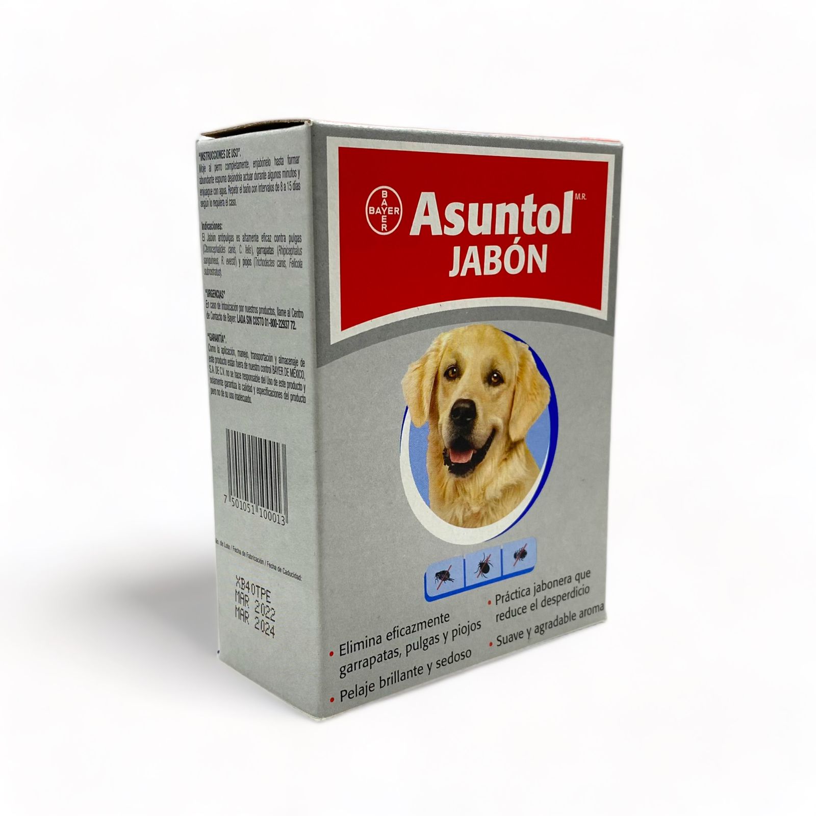 Asuntol Jabón 100gr Bayer Elimina Pulgas Garrapatas y Piojos 