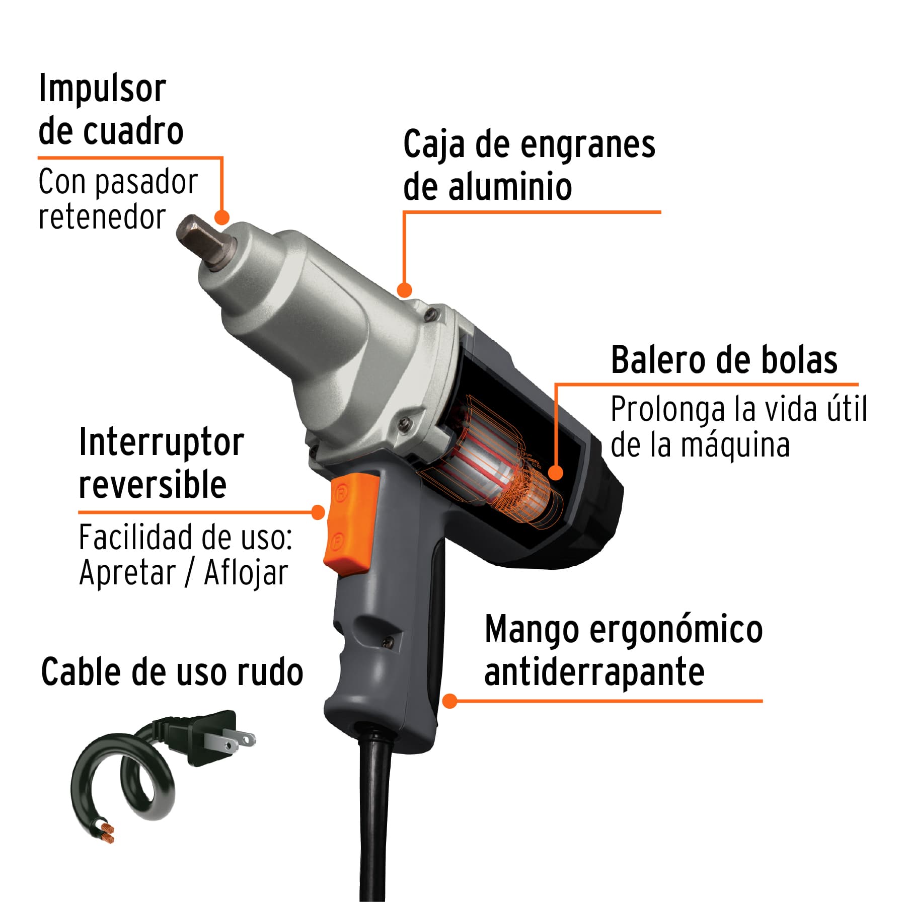 LLAVE DE IMPACTO 1/2" 900 W, INDUSTRIAL, TRUPER 11682
