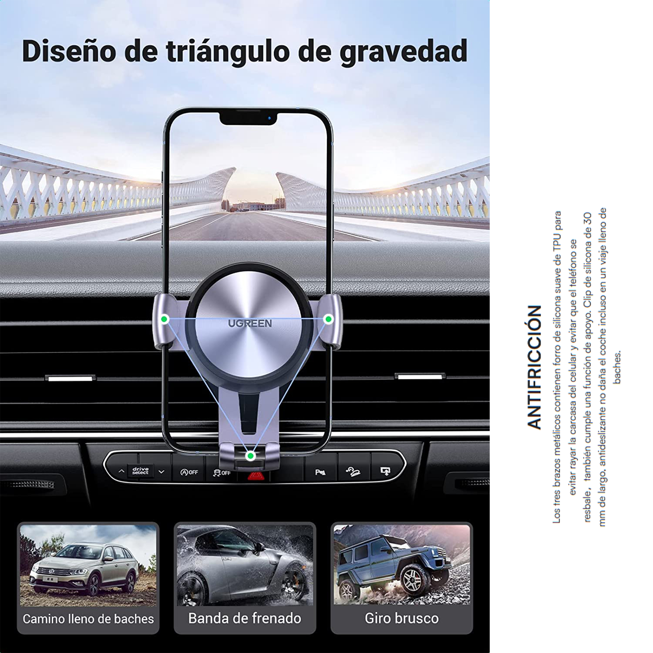 Soporte De Celular Para Automóvil En Rendija De Ventilación ,sistema De Gravedad Rotacion De 360